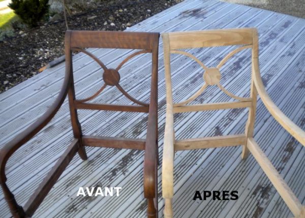 Mobilier fauteuils bois anciens décapage revalorisation Aix les Bains